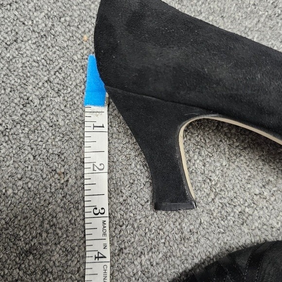Black Witchcore Witch Gothic Heels Size 9 Suede Ribbon Crisscross Detail Pointed - Picture 5 of 13